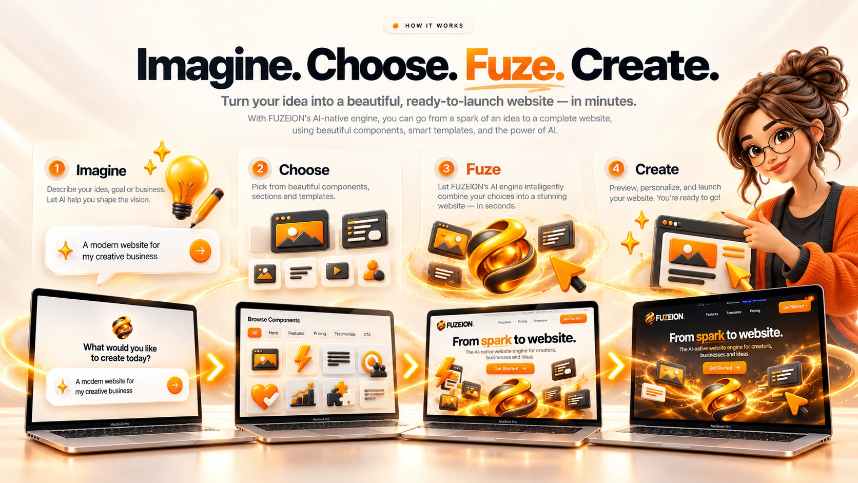Another FUZEION cinematic study combining design tools, a luminous MacBook and the creative process